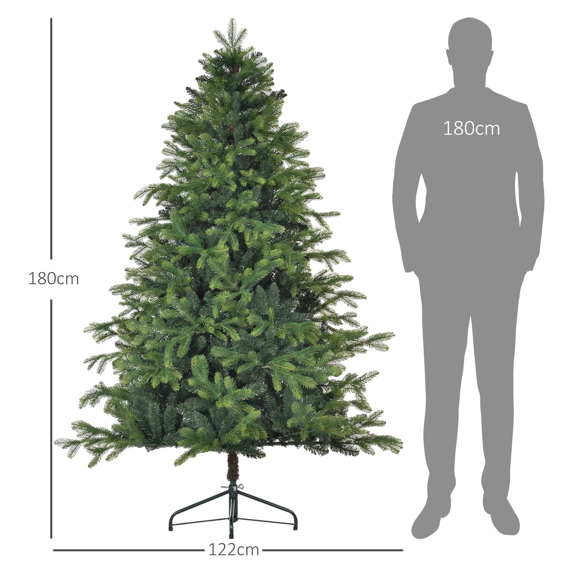 Artificial Christmas Tree, 180 cm, 1700 Tips, Foldable, Green - Image 3