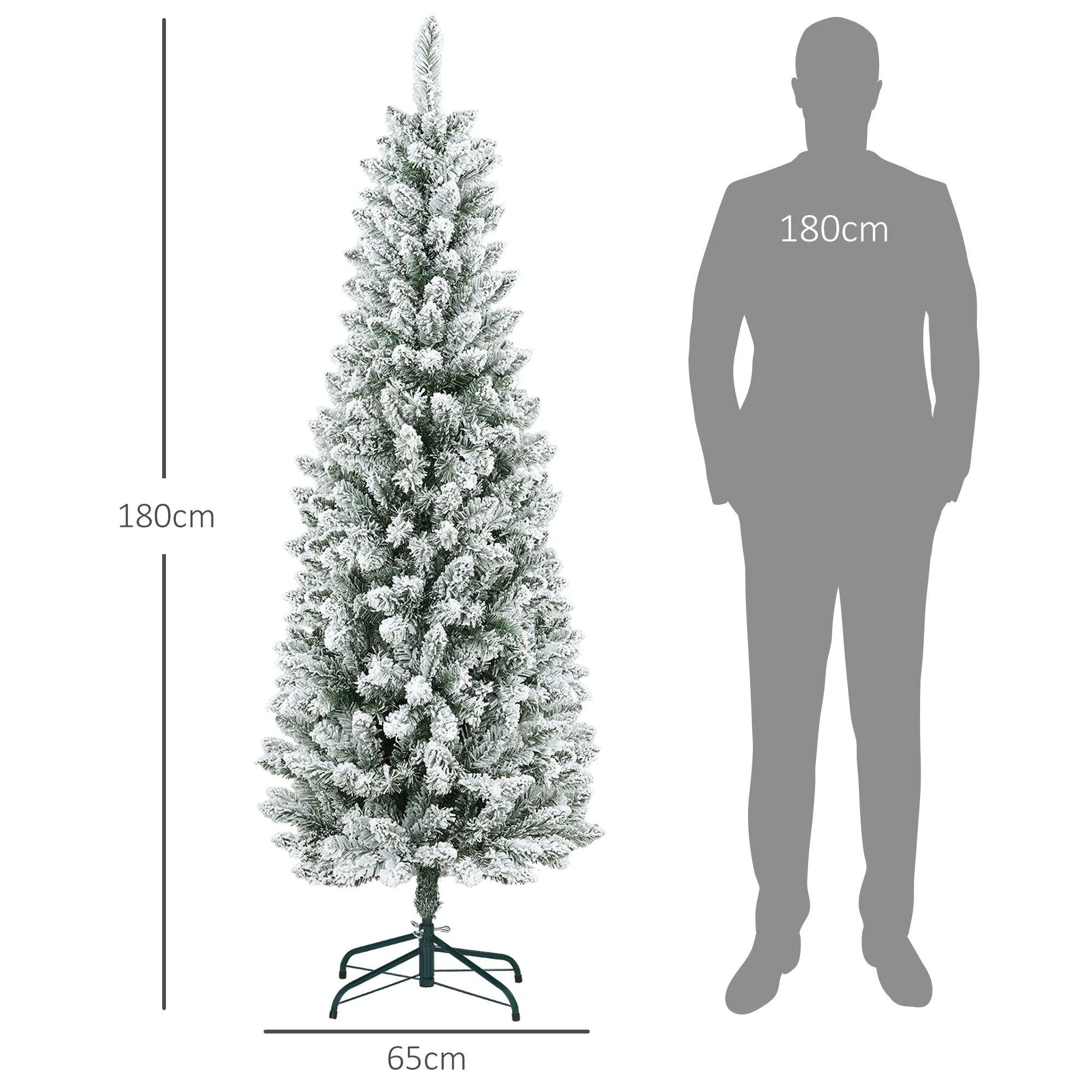 Artificial Christmas Tree, 180 cm with 479 tips and artificial snow, green - Image 3