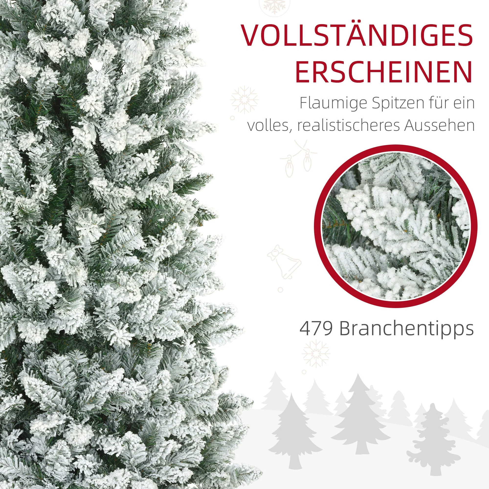 Artificial Christmas Tree, 180 cm with 479 tips and artificial snow, green - Image 5