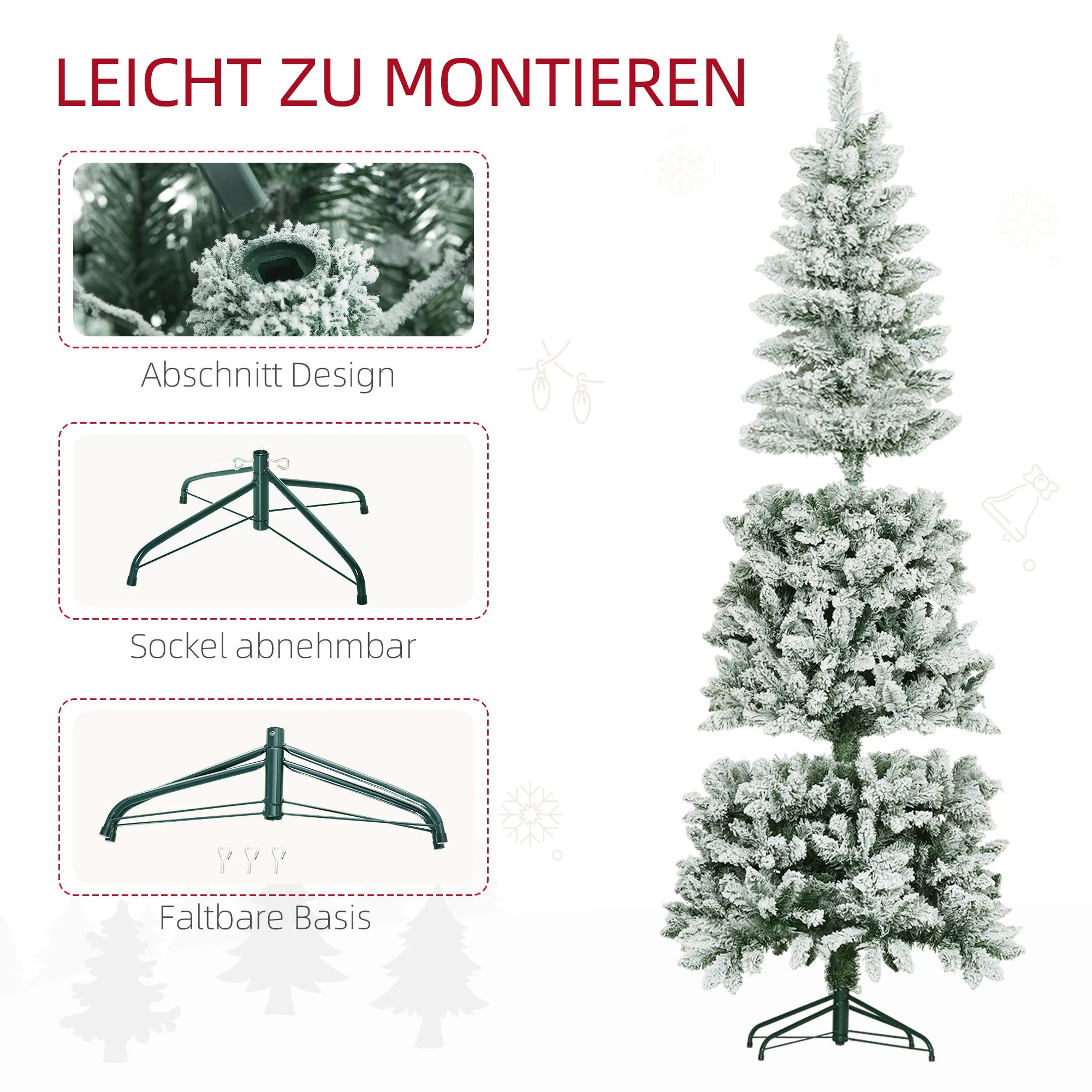 Artificial Christmas Tree, 180 cm with 479 tips and artificial snow, green - Image 6