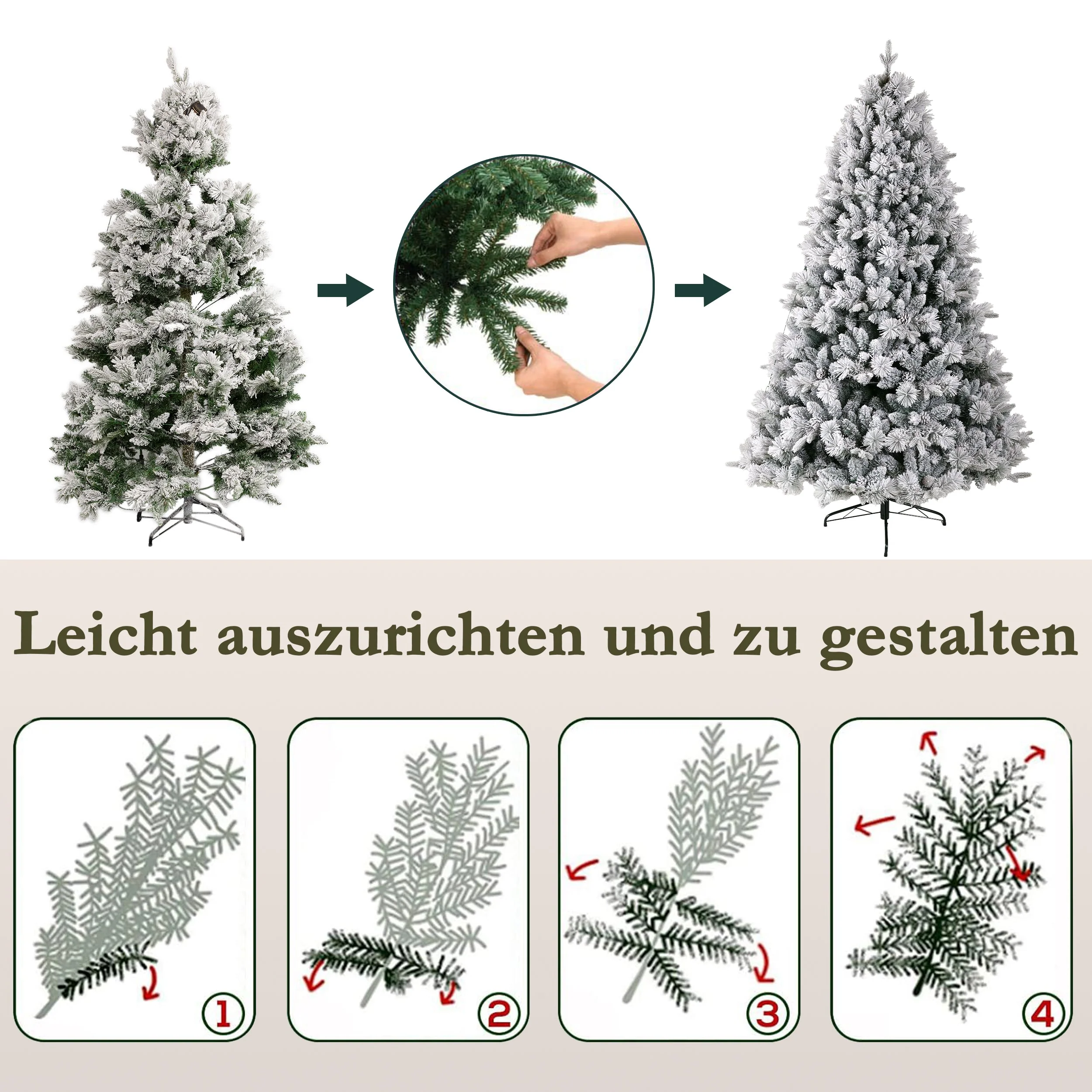 Artificial Christmas Tree 180cm 1348 Tips 320 LED - PVC/PE Snow - Image 10