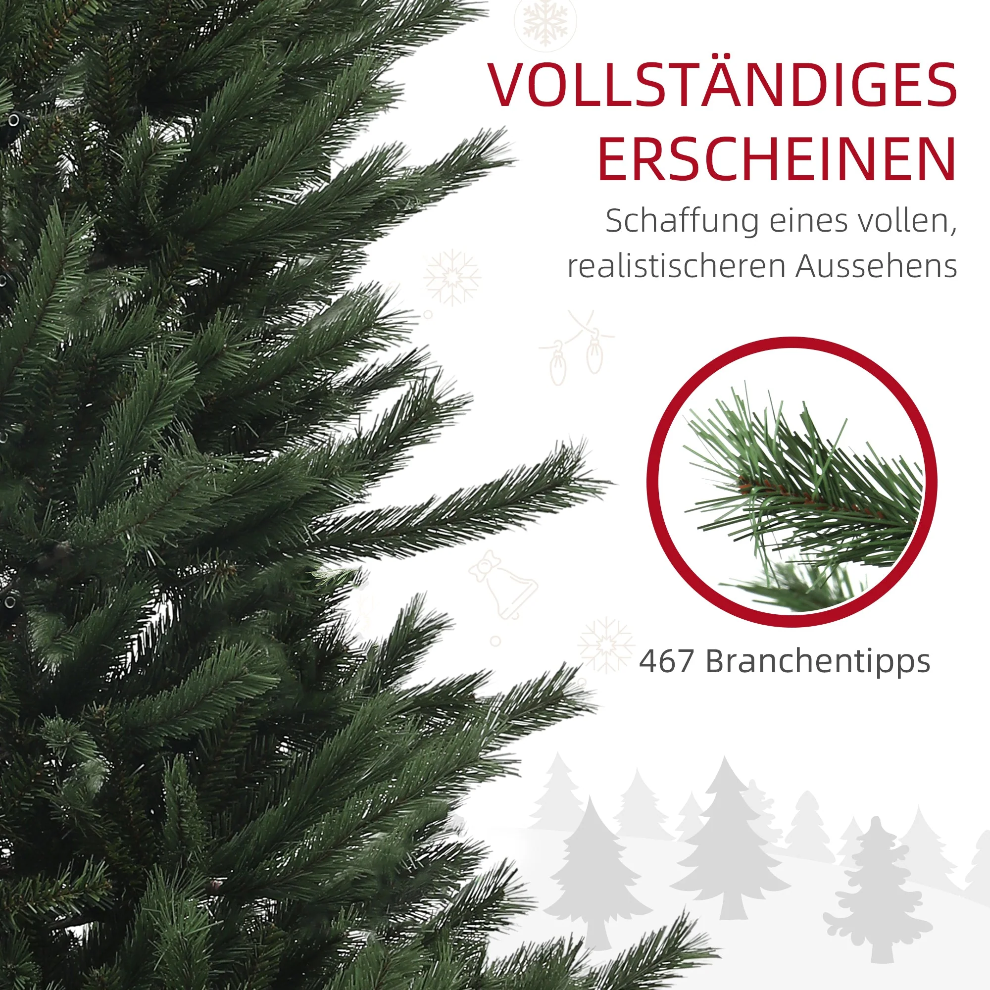 Artificial Christmas Tree, 180cm, 467 Tips, Flame Retardant, Green - Image 5