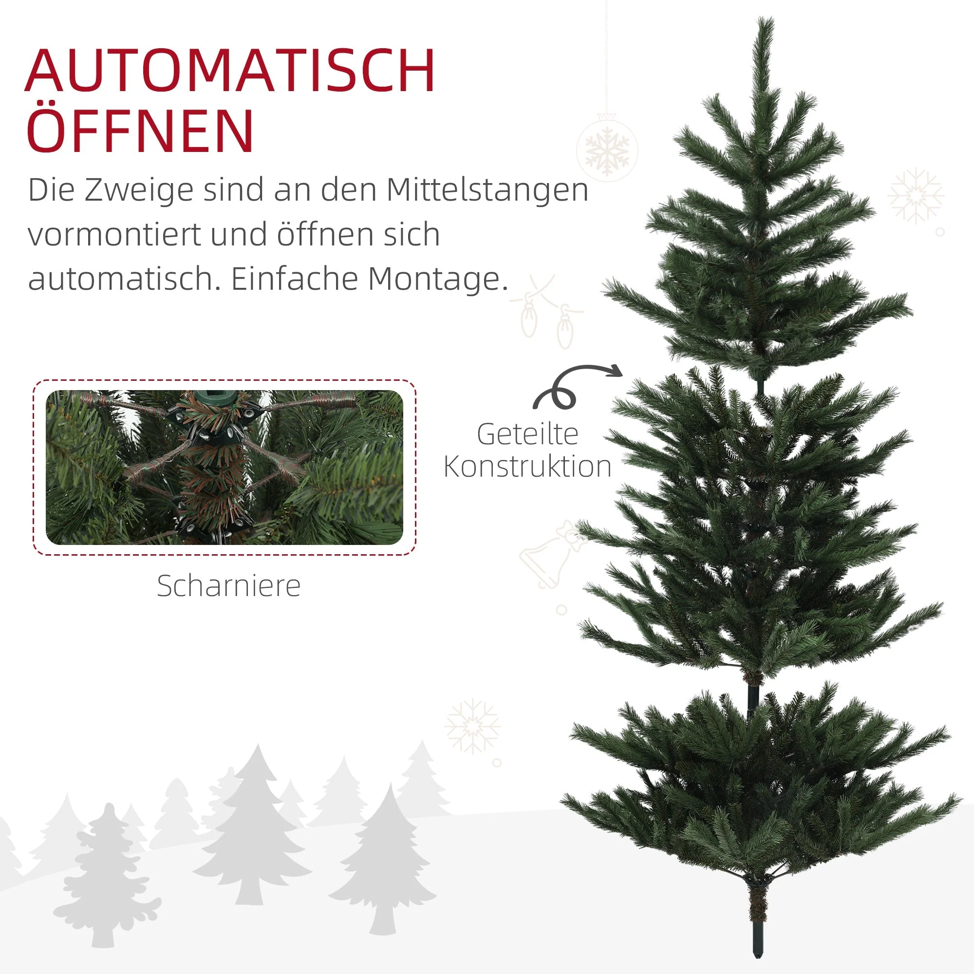 Artificial Christmas Tree, 180cm, 467 Tips, Flame Retardant, Green - Image 6