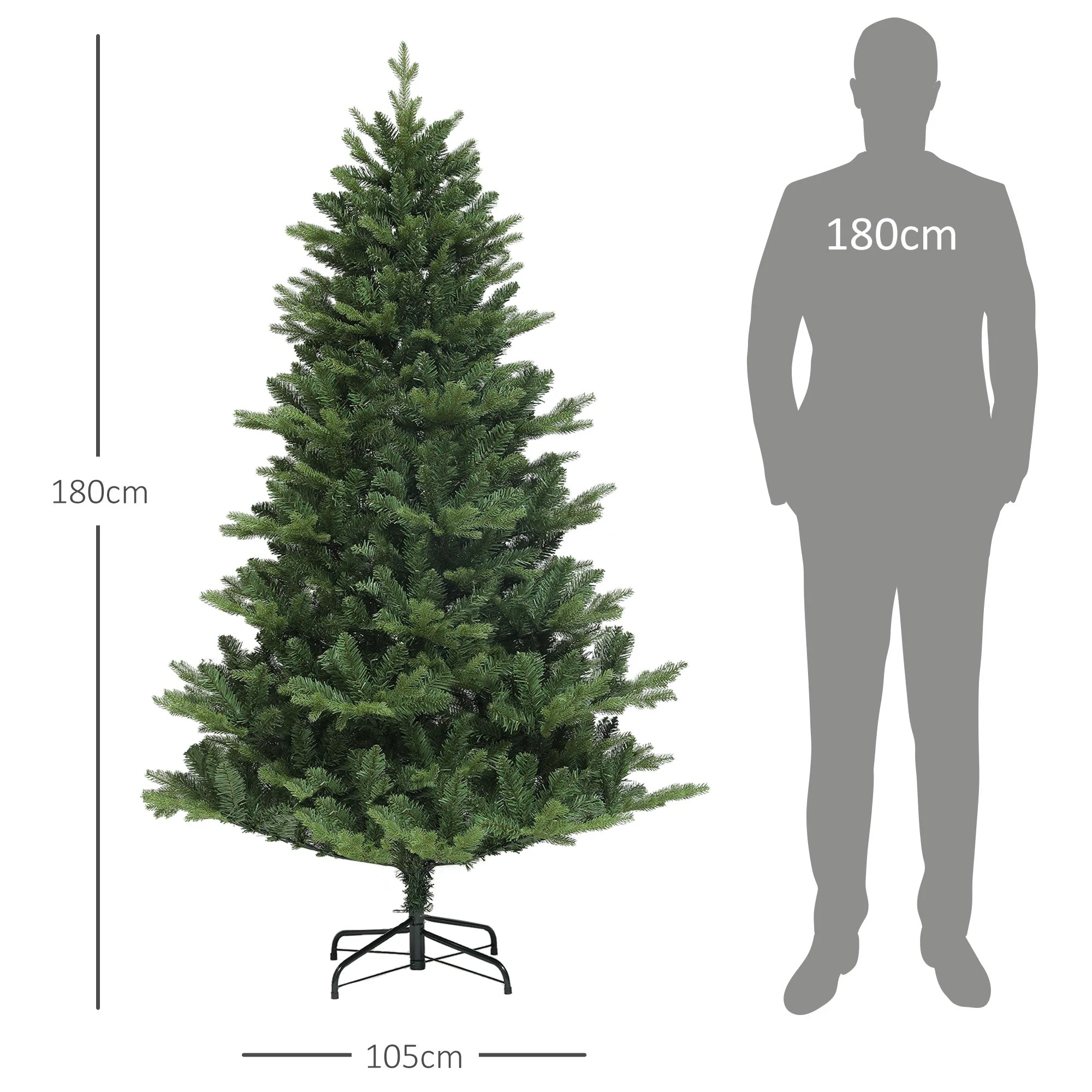 Artificial Christmas Tree, 180cm, 818 Tips, Folding System, Green - Image 3