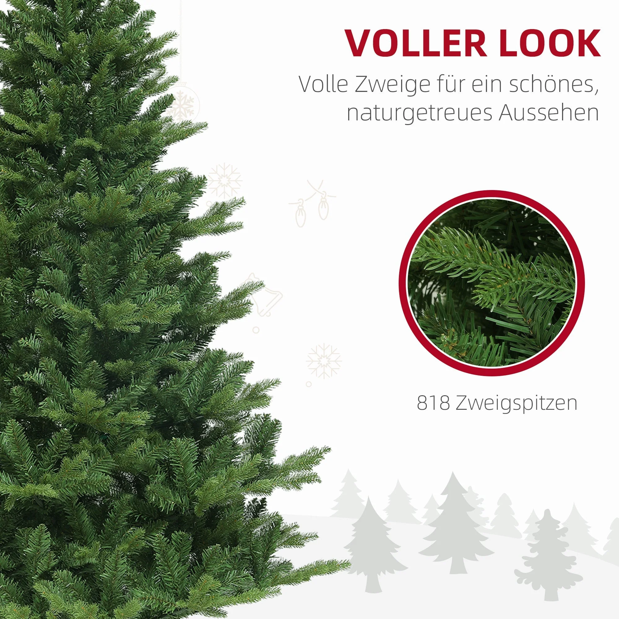 Artificial Christmas Tree, 180cm, 818 Tips, Folding System, Green - Image 5