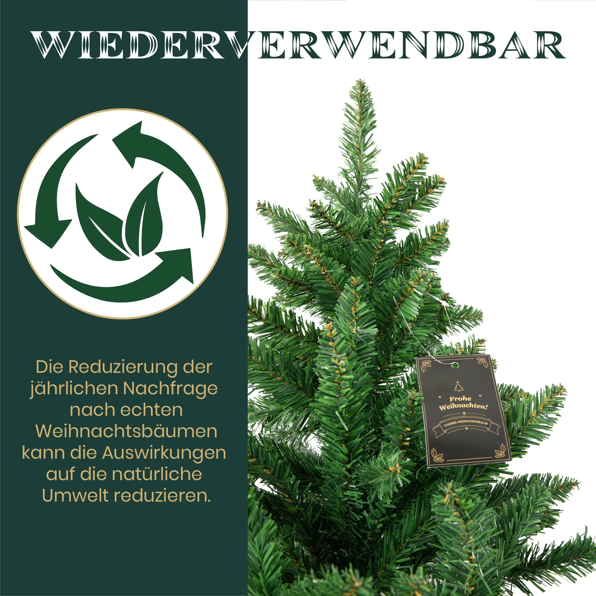 Artificial Christmas Tree 210cm 1400 Tips with Lights & Stand, PVC - Image 6