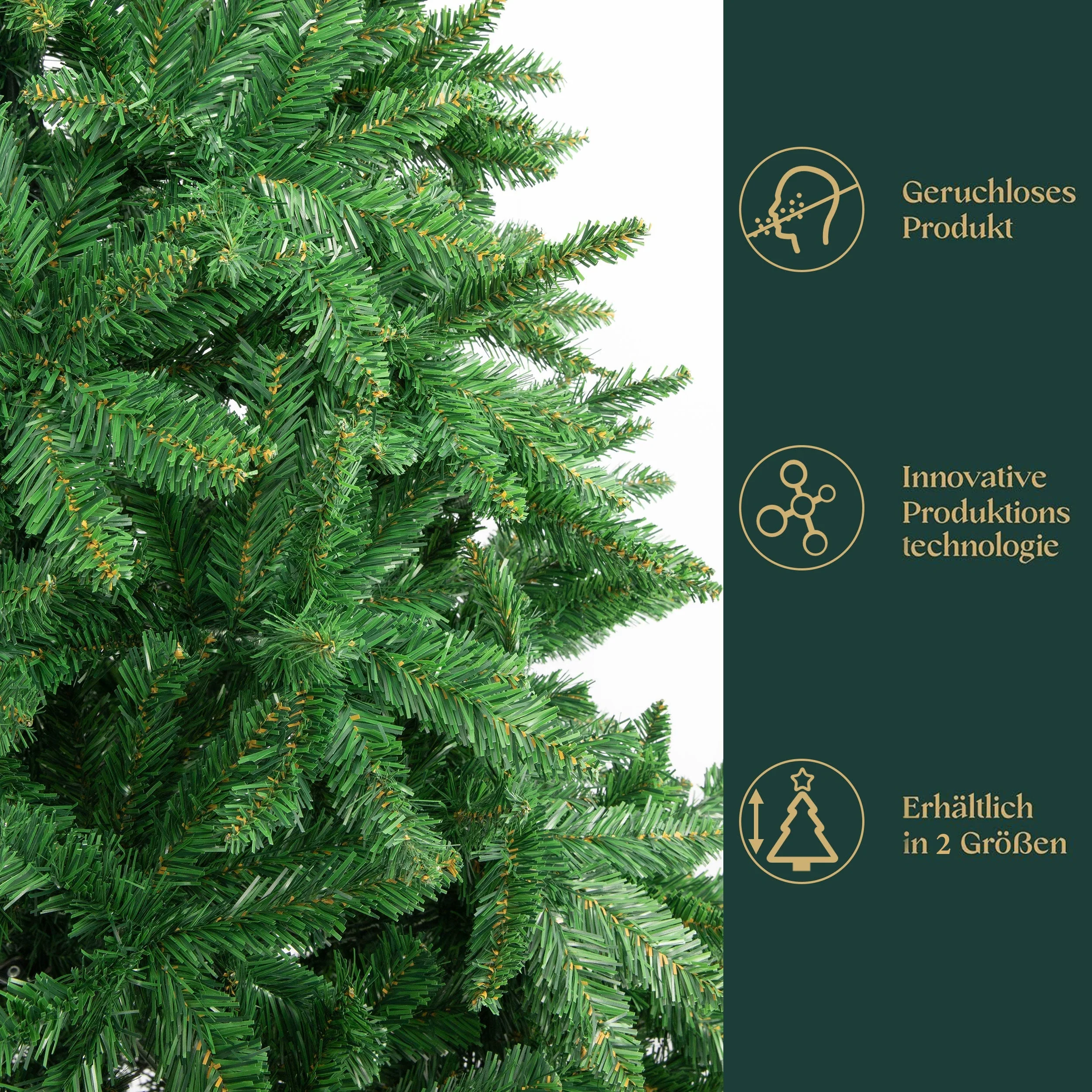 Artificial Christmas Tree 210cm 1400 Tips with Lights & Stand, PVC - Image 9