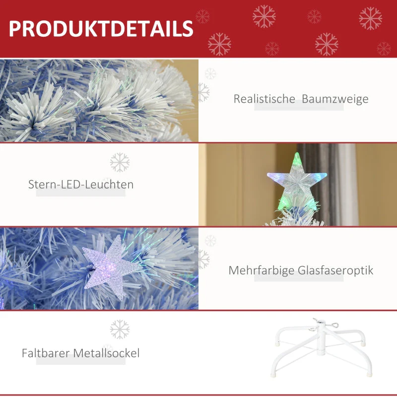 Artificial Christmas Tree, 3 LED Lights, PVC Metal, White & Blue - Image 6