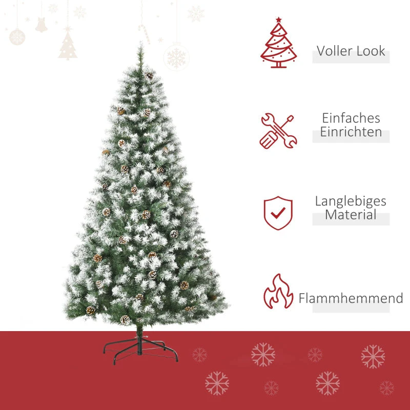 Artificial Christmas Tree, 800 Branches, 61 Cones, Snowy Tips, Fireproof, 180 cm - Image 3