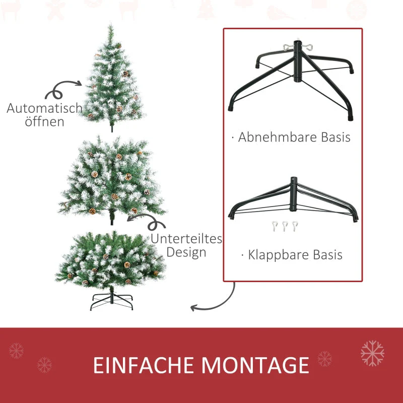 Artificial Christmas Tree, 800 Branches, 61 Cones, Snowy Tips, Fireproof, 180 cm - Image 5