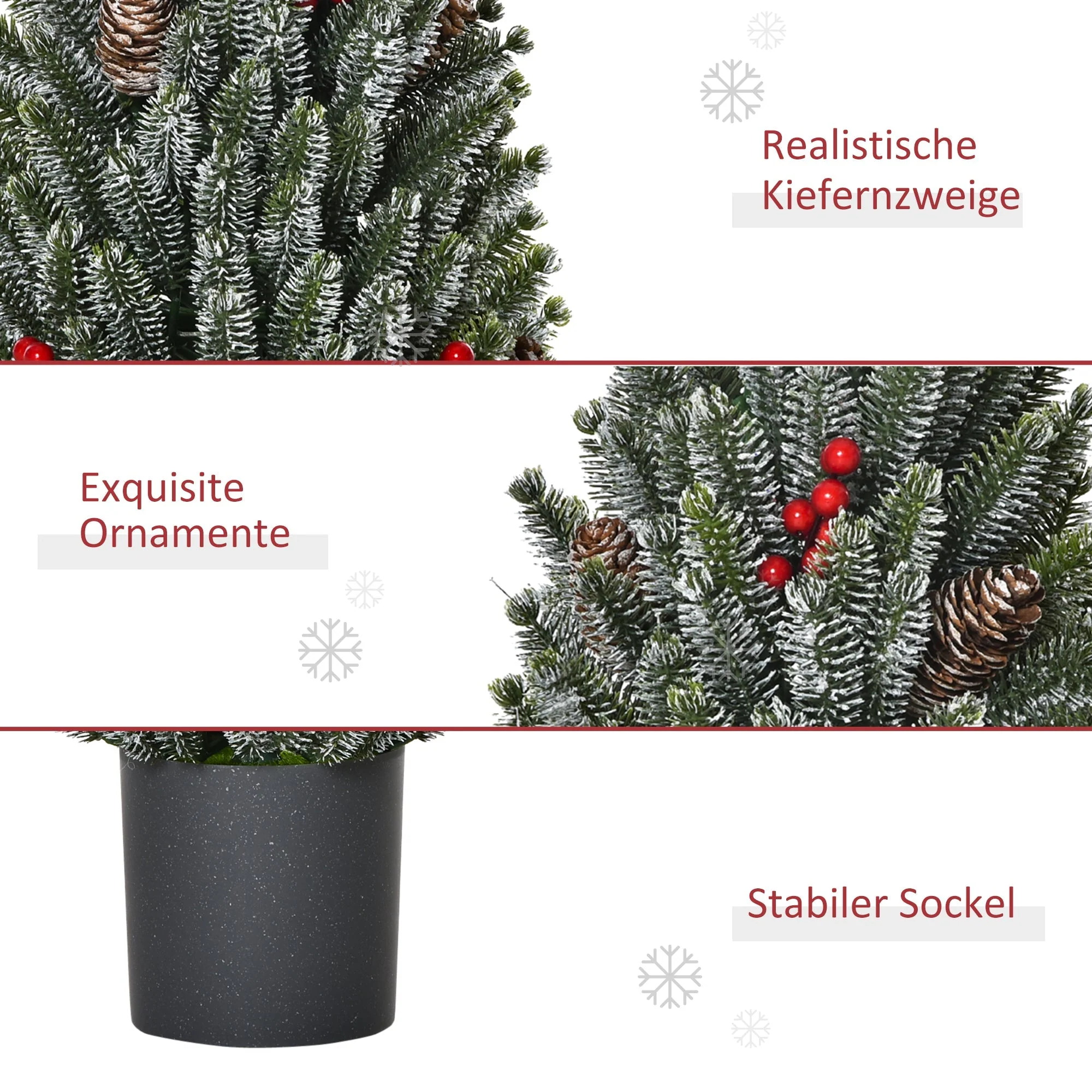 Artificial Christmas Tree Table 170 Branches Snowy Berries Pine Cones Plastic - Image 5