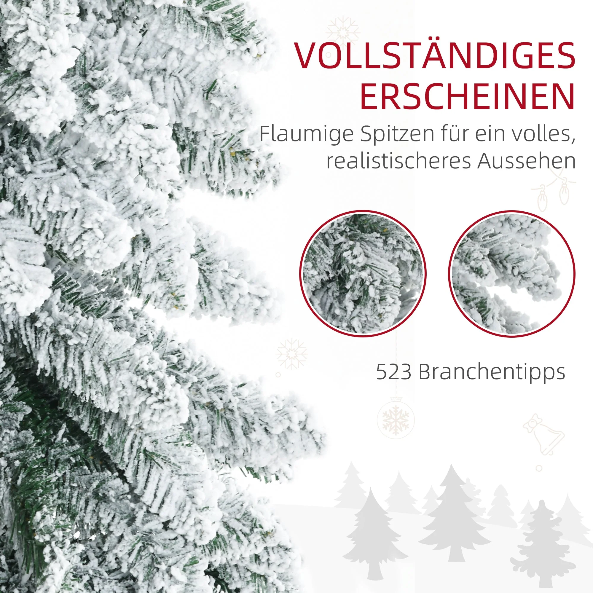Artificial Christmas Tree with Snow and Stand, 180 cm, Green - Image 5