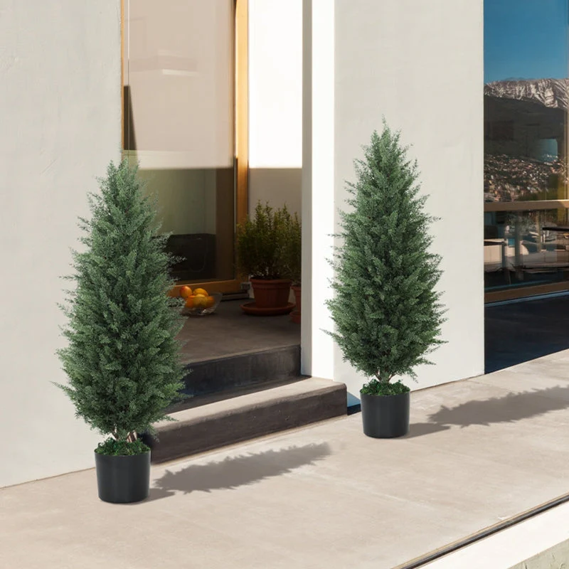 Artificial Cypress, Set of 2, 90 cm UV-resistant Plastic - Image 7