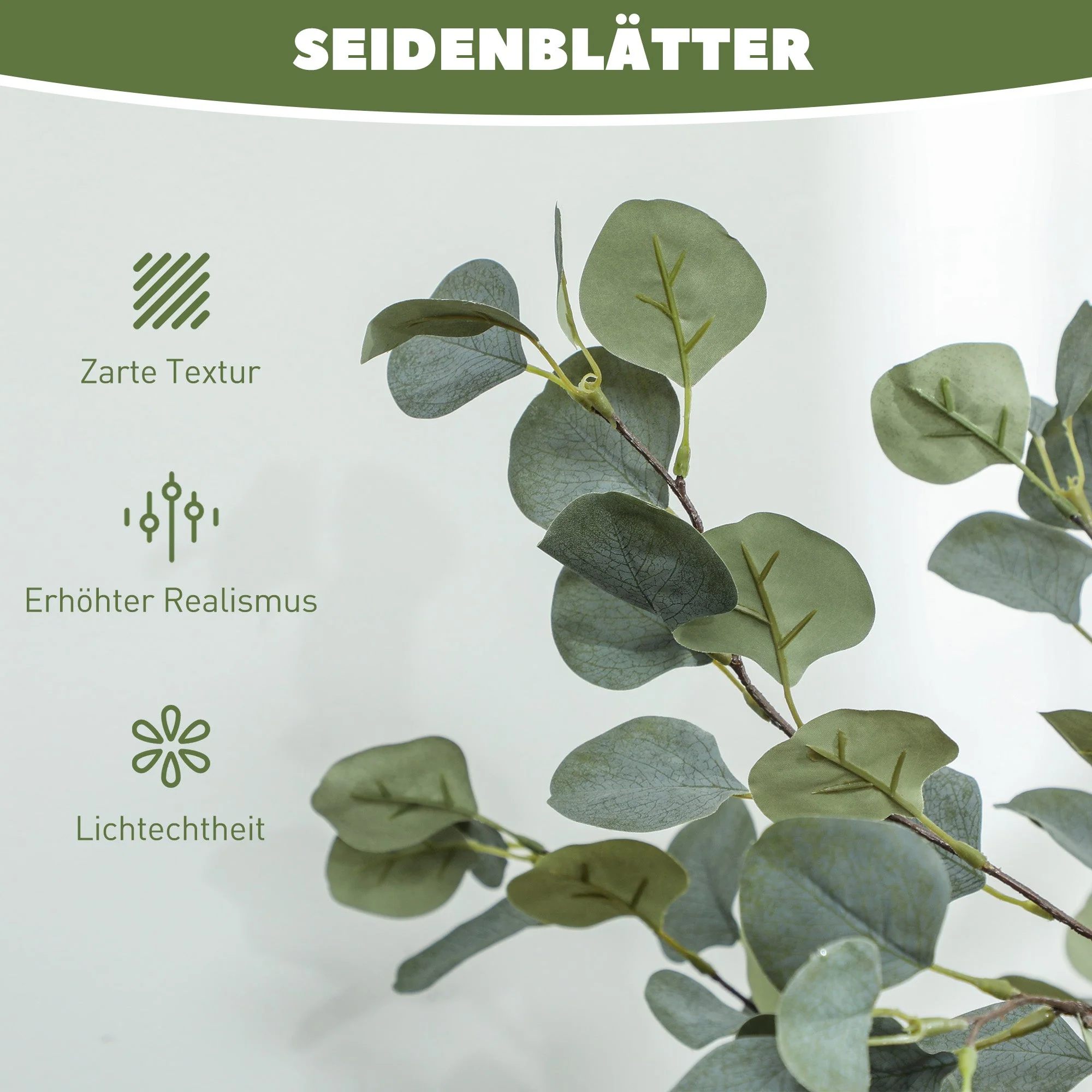 Artificial Eucalyptus Tree, Large 150 cm, Cement - Image 5