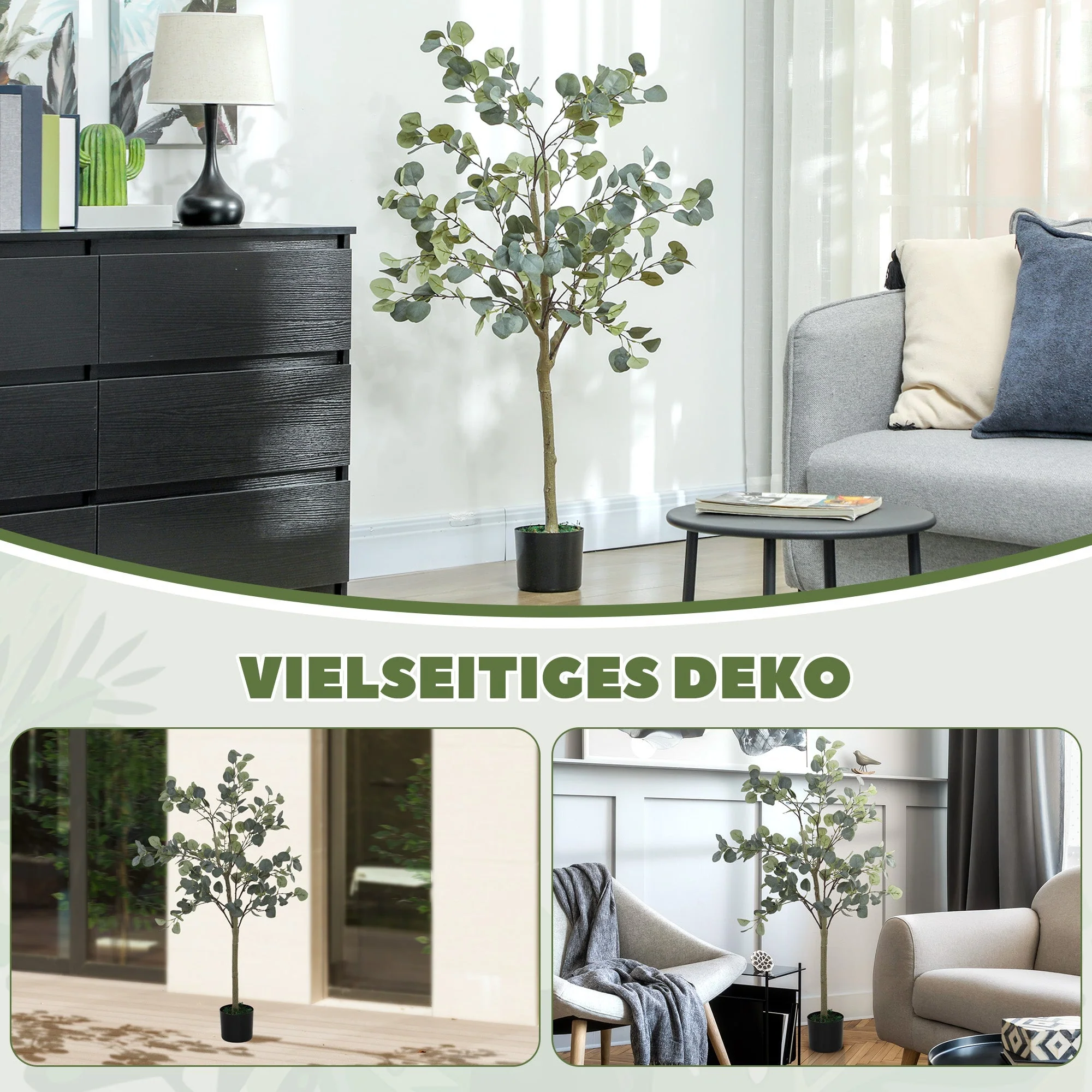 Artificial Eucalyptus Tree, Large 150 cm, Cement - Image 7