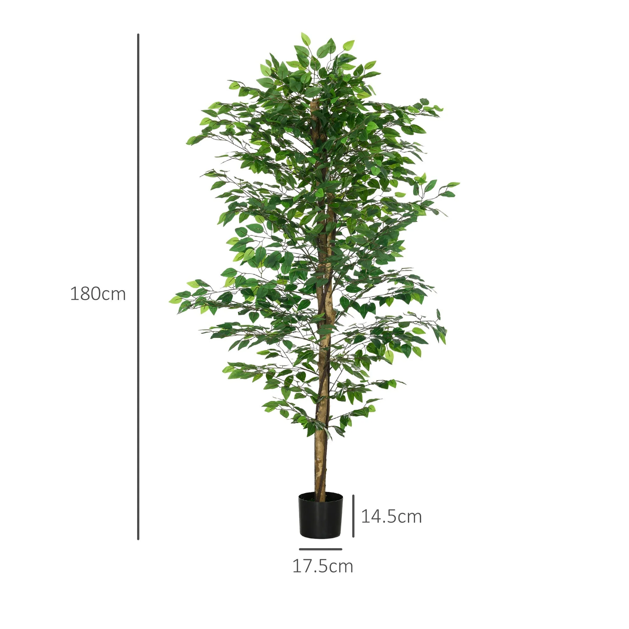 Artificial Ficus Tree, Realistic, Easy-Care, 180cm, Green - Image 3