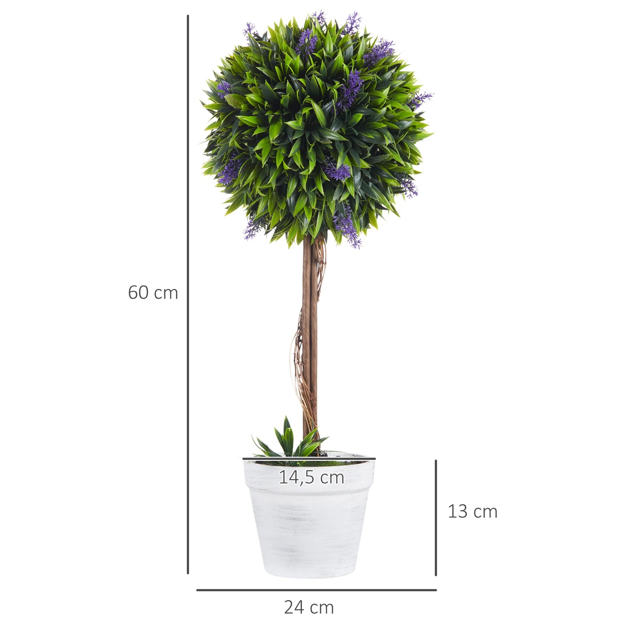 Artificial Lavender Plant, 60cm Potted Houseplant Set of 2, Indoor/Outdoor Use - Image 3