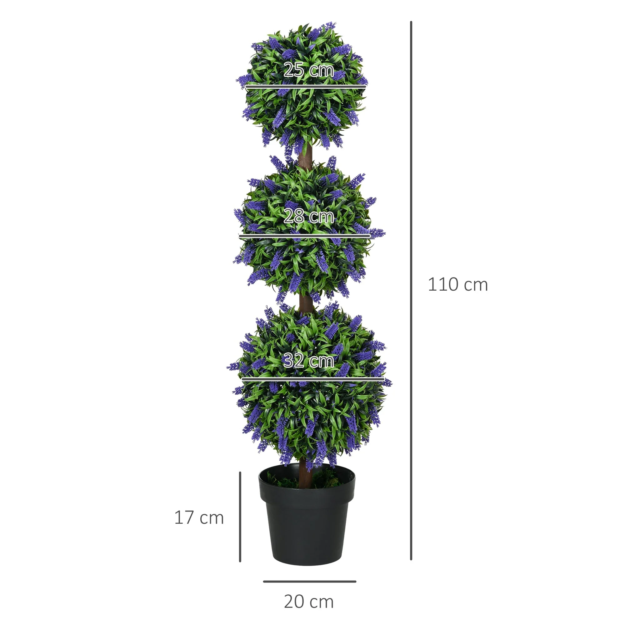 Artificial Lavender Trees, 2-Set, 110 cm, UV-Resistant, Plastic - Image 3