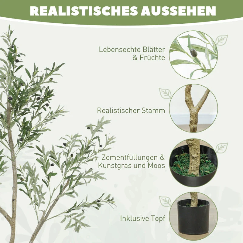 Artificial Olive Tree, Large 180 cm, in Pot, Green - Image 4