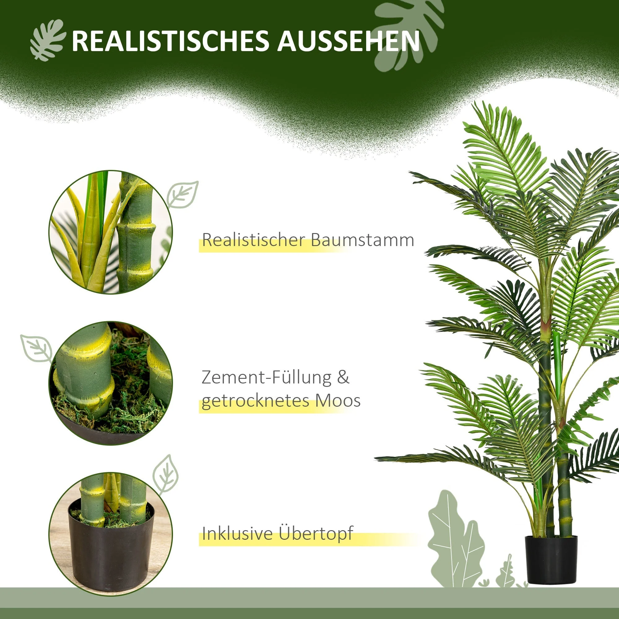 Artificial Palm Tree, 150cm, Easy-Care, Green - Image 4