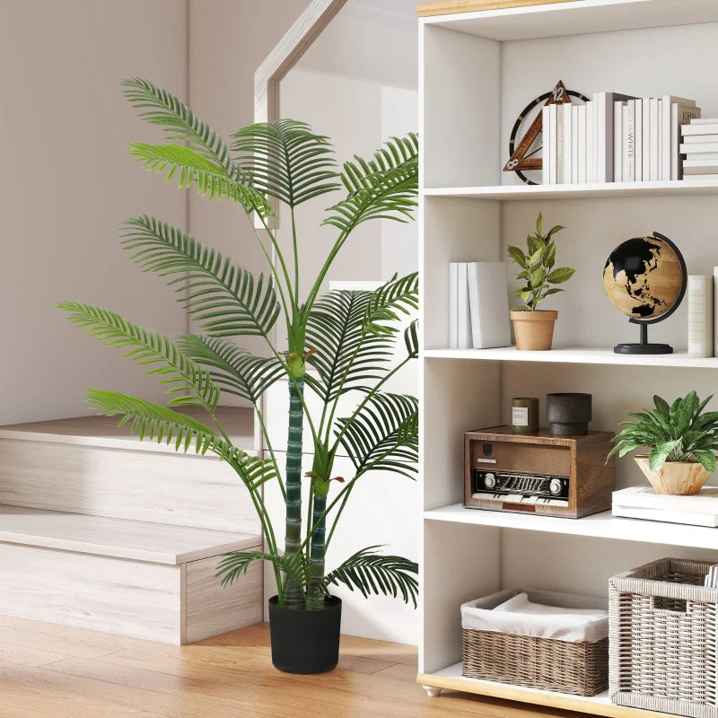 Artificial Palm Tree, 16 UV-Resistant Plastic Leaves with Pot, Green
