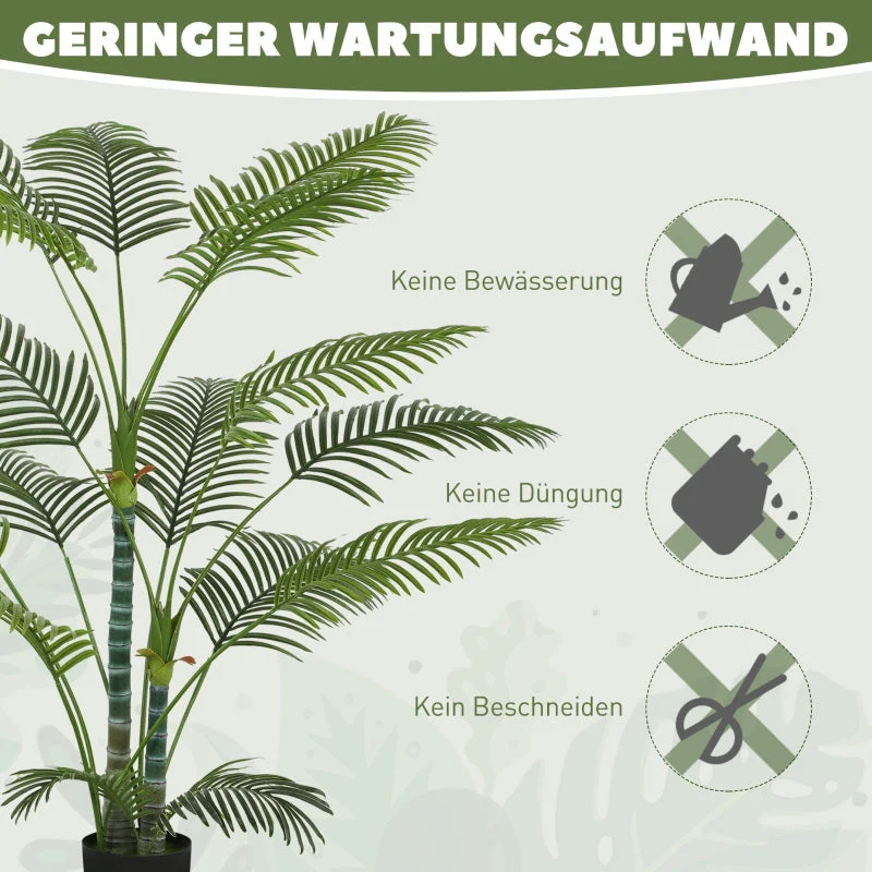 Artificial Palm Tree, 16 UV-Resistant Plastic Leaves with Pot, Green - Image 6
