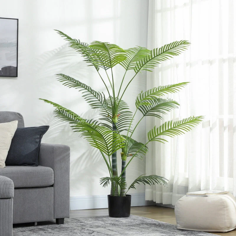 Artificial Palm Tree, 16 UV-Resistant Plastic Leaves with Pot, Green - Image 7
