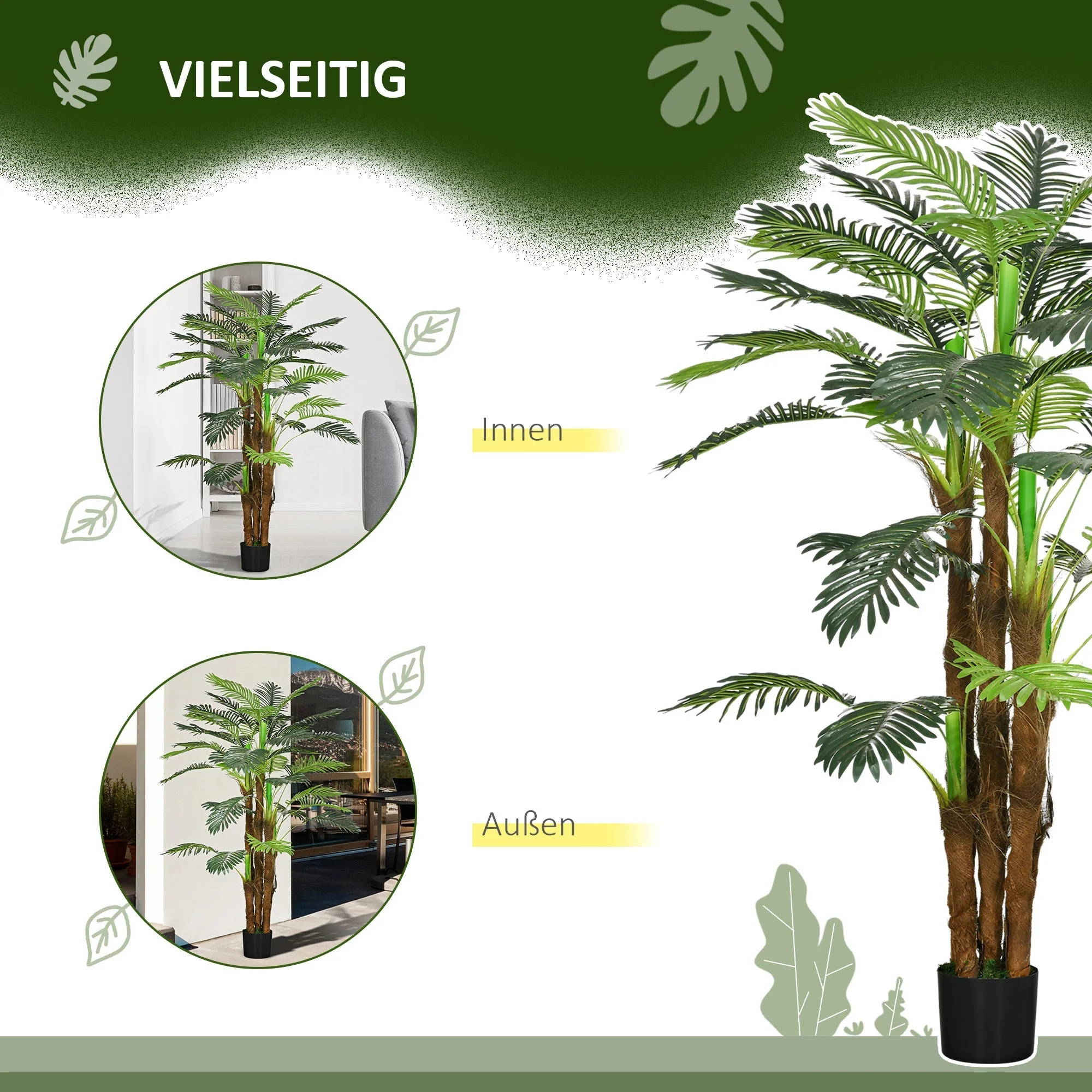 Artificial Palm Tree, 160 cm, 36 Branches, Green - Image 6