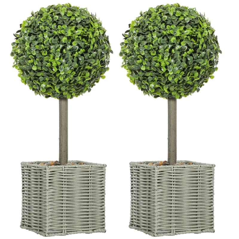 Artificial Plants, UV-resistant Trees in Pots, Plastic, Cement, Green - Image 2