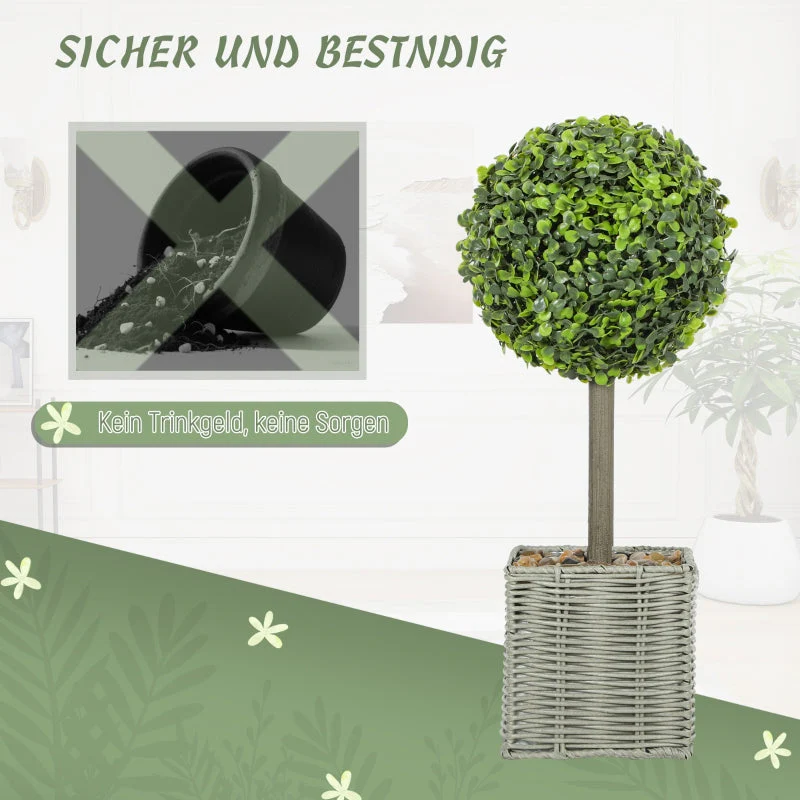 Artificial Plants, UV-resistant Trees in Pots, Plastic, Cement, Green - Image 6