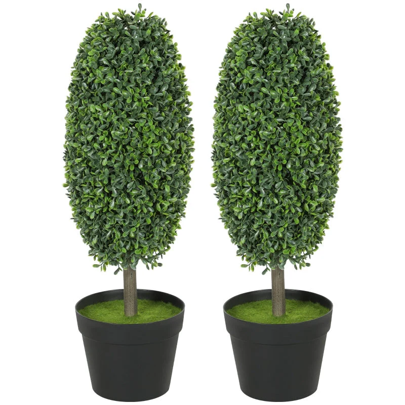Artificial Plants, UV-resistant Trees with Pots, Plastic, Cement, Green - Image 2