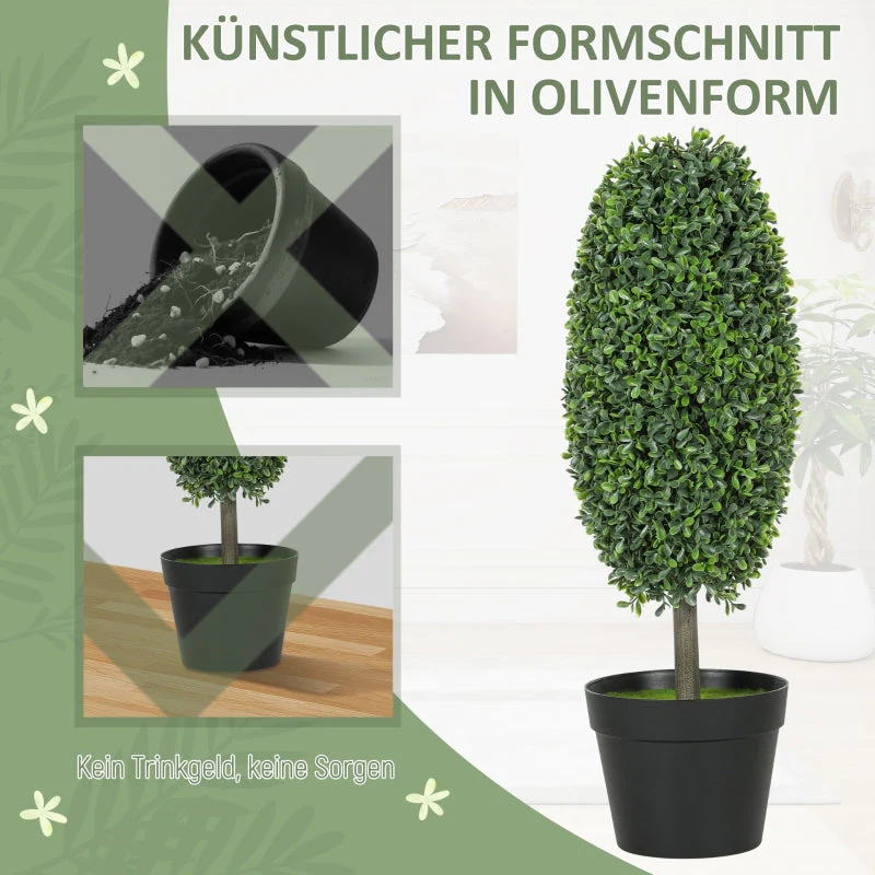 Artificial Plants, UV-resistant Trees with Pots, Plastic, Cement, Green - Image 5