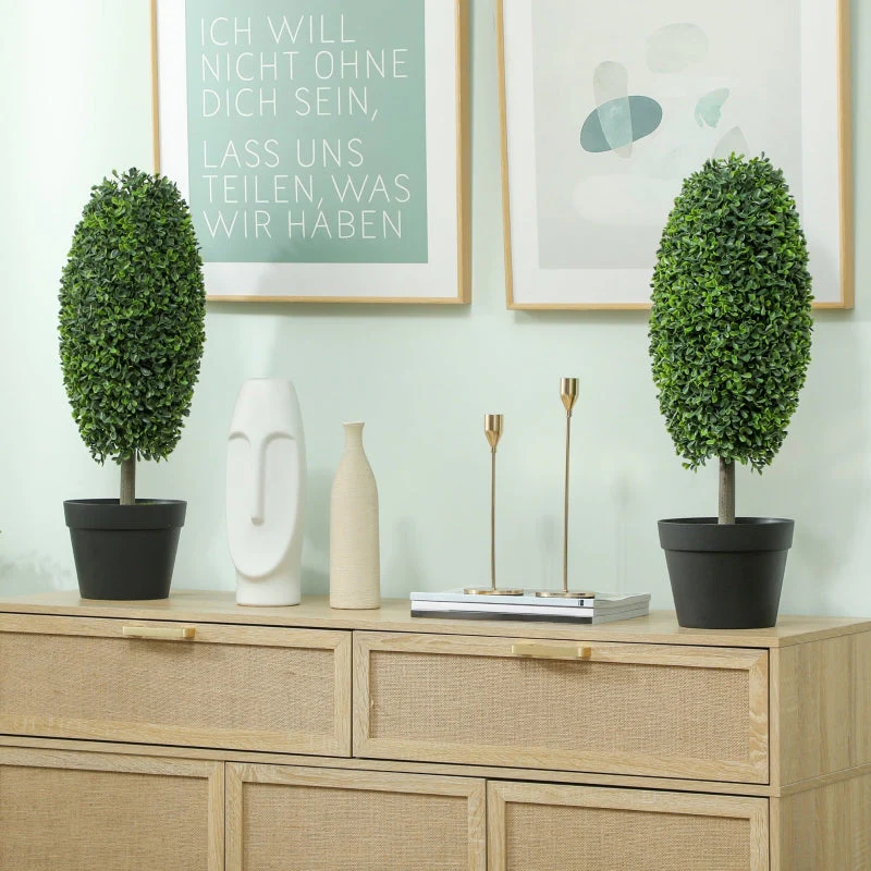 Artificial Plants, UV-resistant Trees with Pots, Plastic, Cement, Green - Image 7