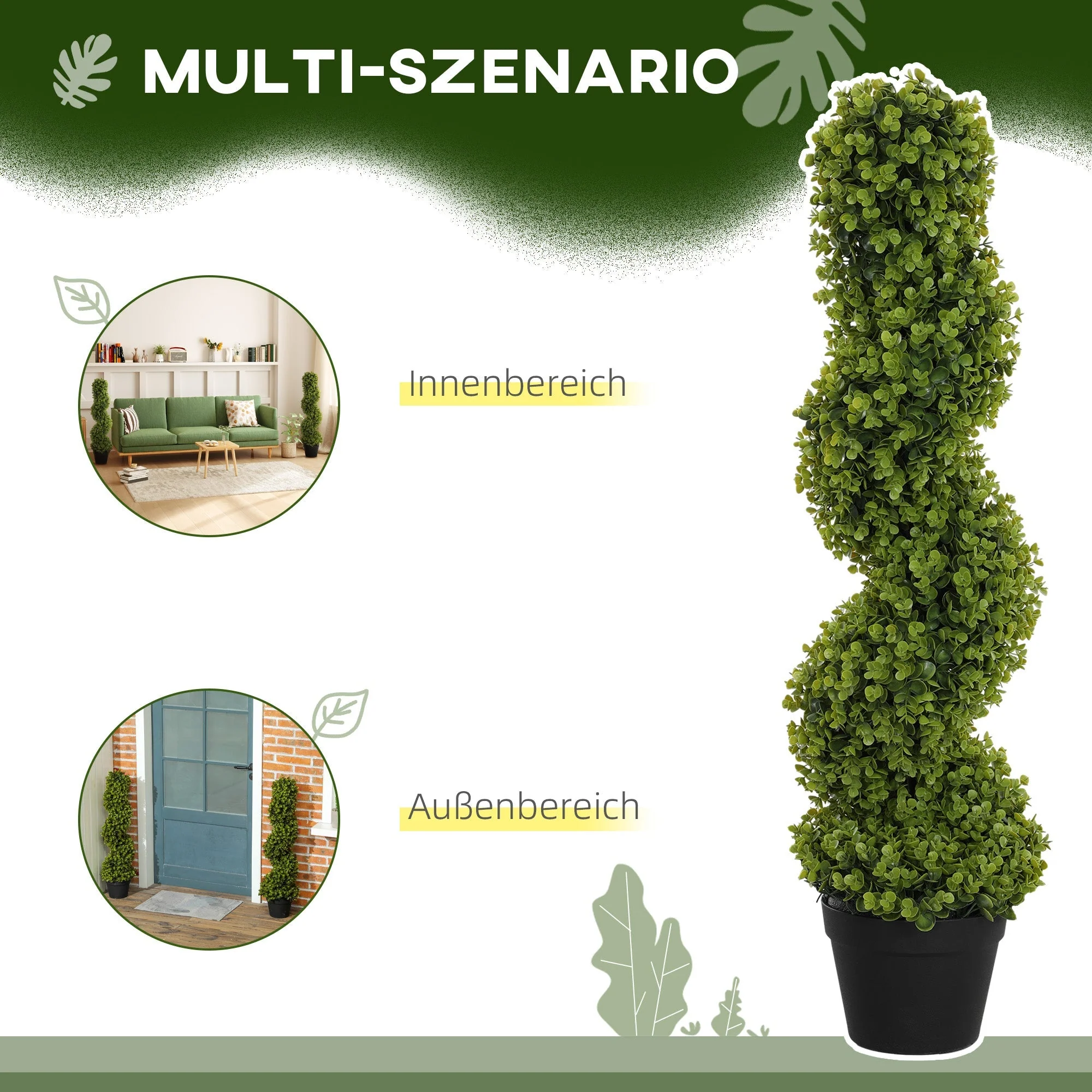 Artificial Spiral Eucalyptus, 90 cm Indoor Plant, Green - Image 5