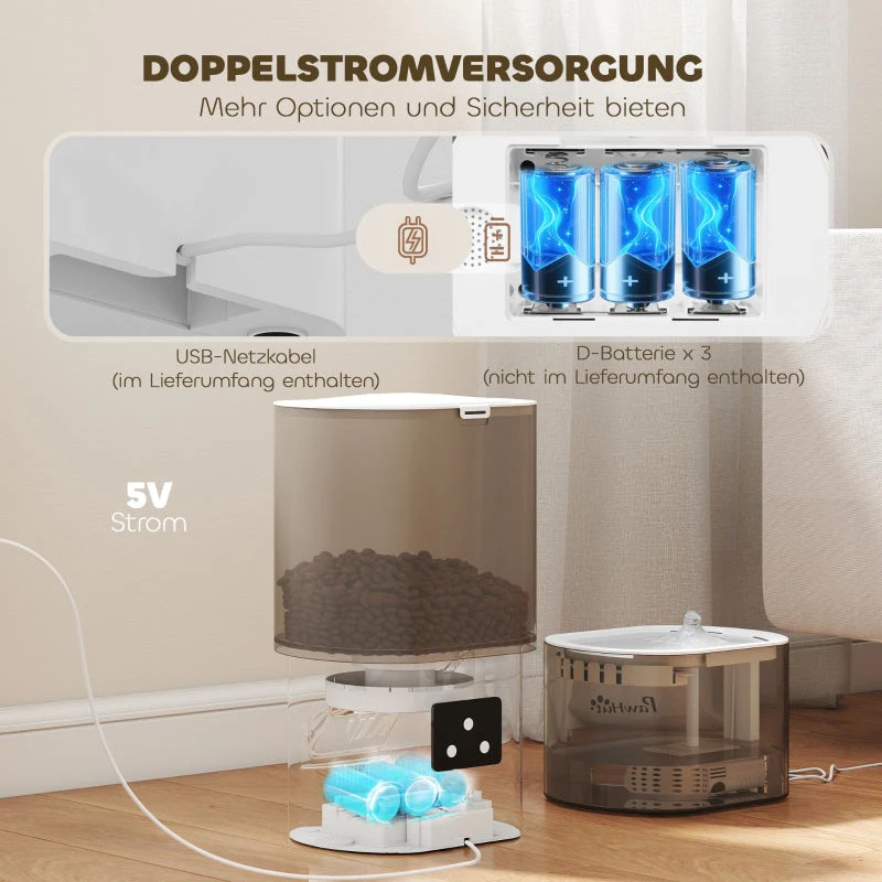 Automatic Pet Feeder and Water Dispenser, 2.5L, Small Dogs and Cats, White - Image 6
