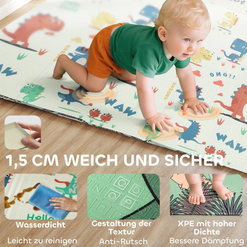 Baby Play Mat, Foldable Double-Sided Crawling, Multi-Coloured - Image 6