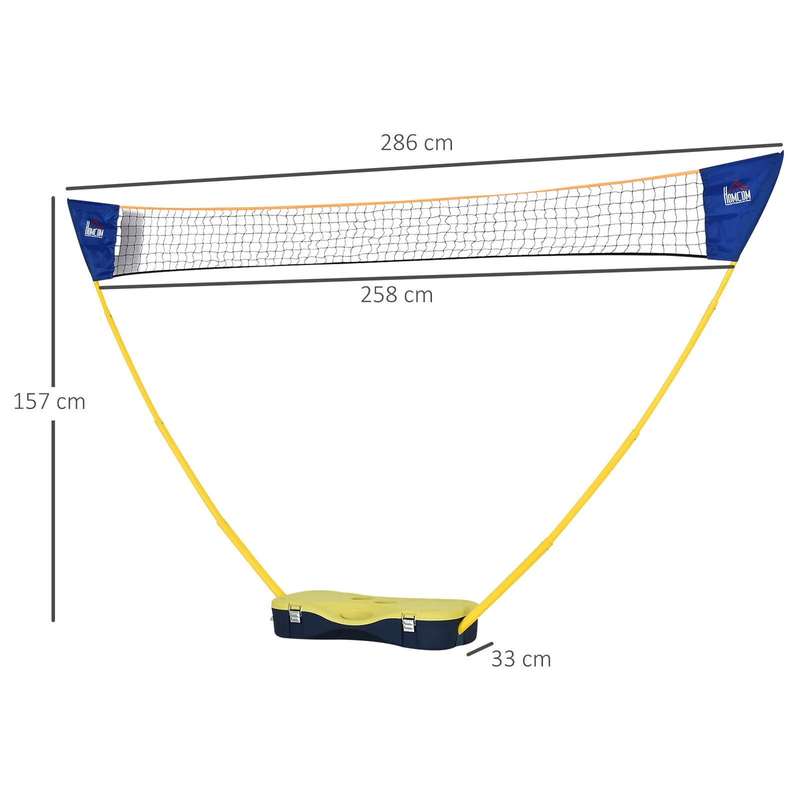 Badminton Net with Stand, Portable for Badminton with 4 Rackets, Yellow and Blue - Image 3