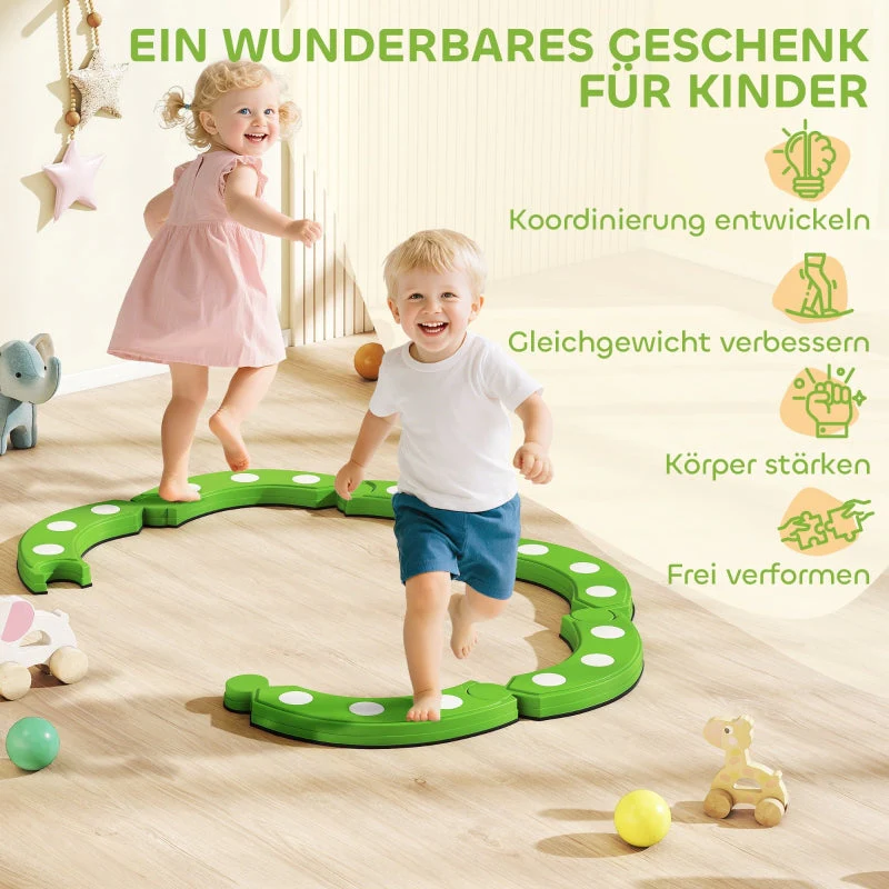 Balance Beam with 6 Curved Segments and Sensory Protrusions, 50 kg Capacity, Green - Image 4