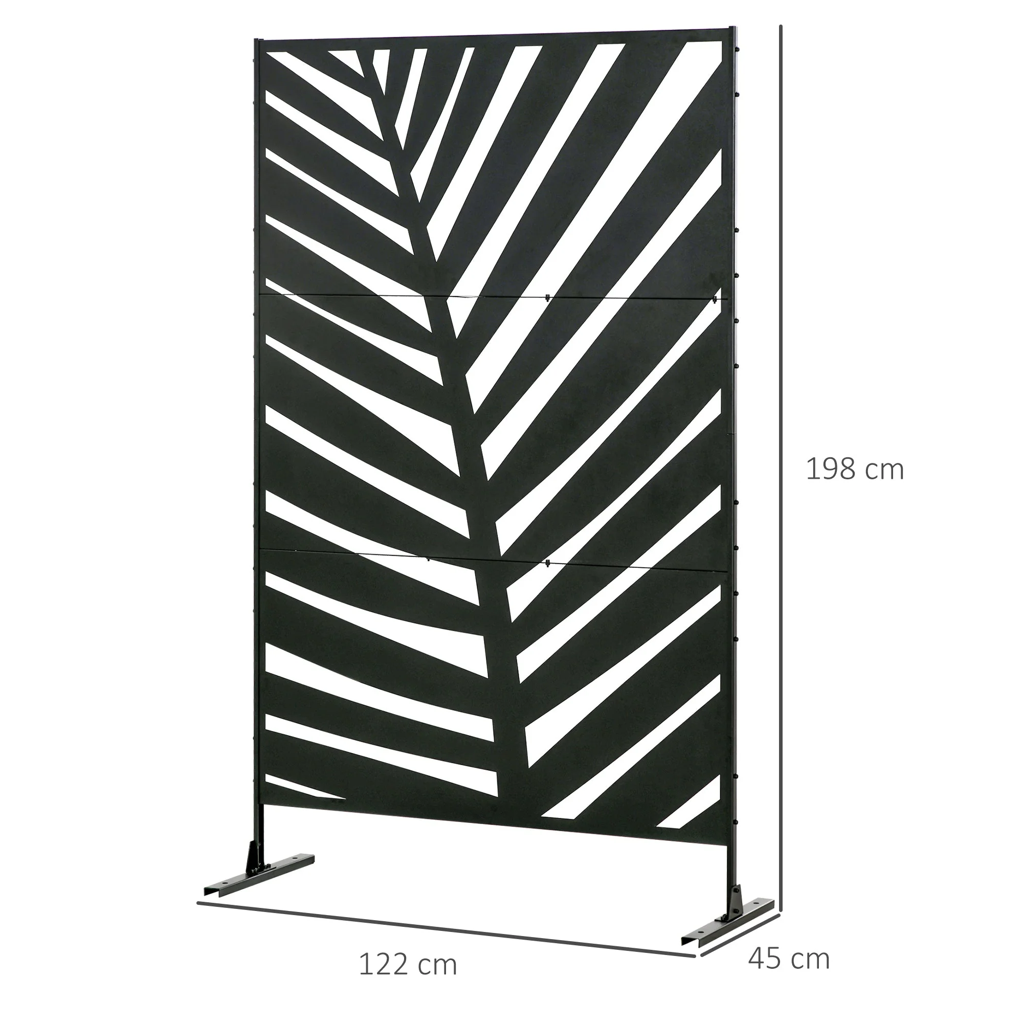 Balcony Privacy Screen Room Divider, Banana Leaf Pattern 122x198cm, Steel Black - Image 3