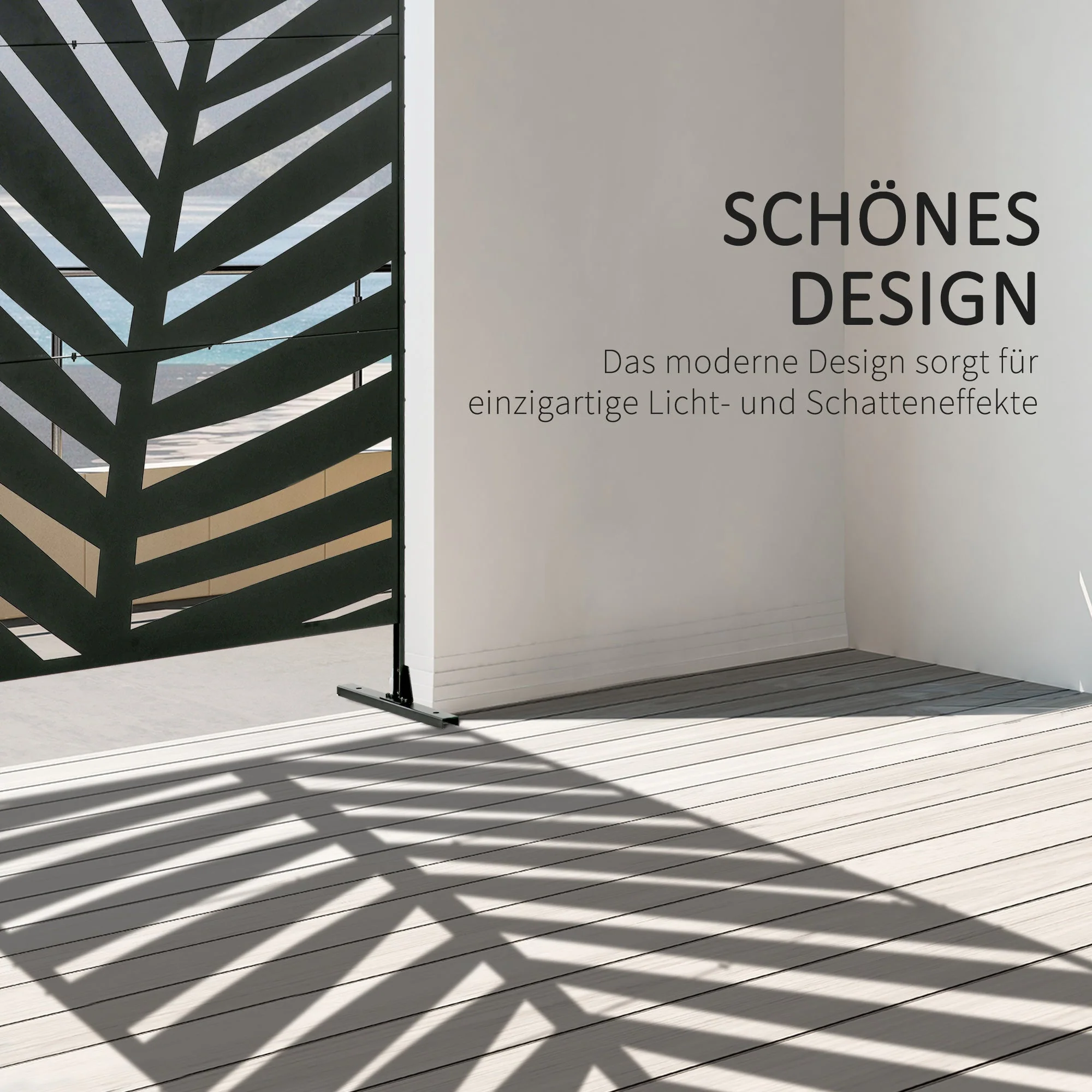 Balcony Privacy Screen Room Divider, Banana Leaf Pattern 122x198cm, Steel Black - Image 4