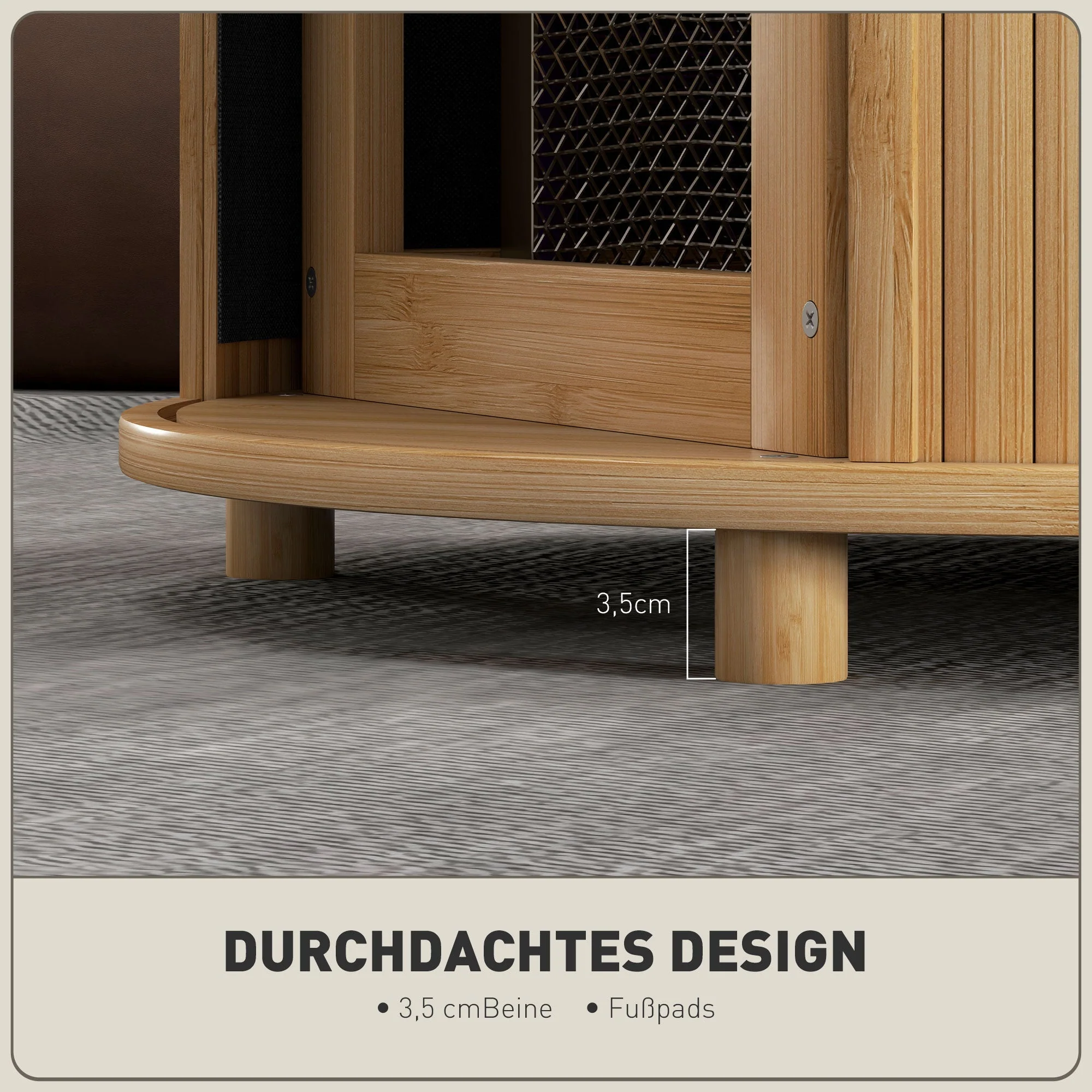 Bamboo Coffee Table, Hidden Storage Round Side Table, Natural - Image 6