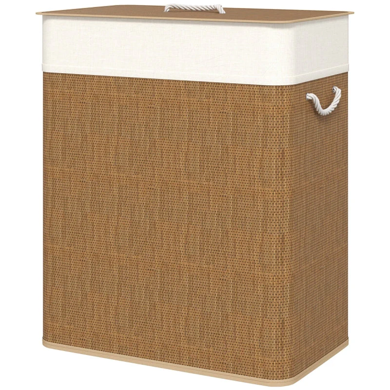 Bamboo Laundry Basket 100L with Rope Handles, Brown - Image 2