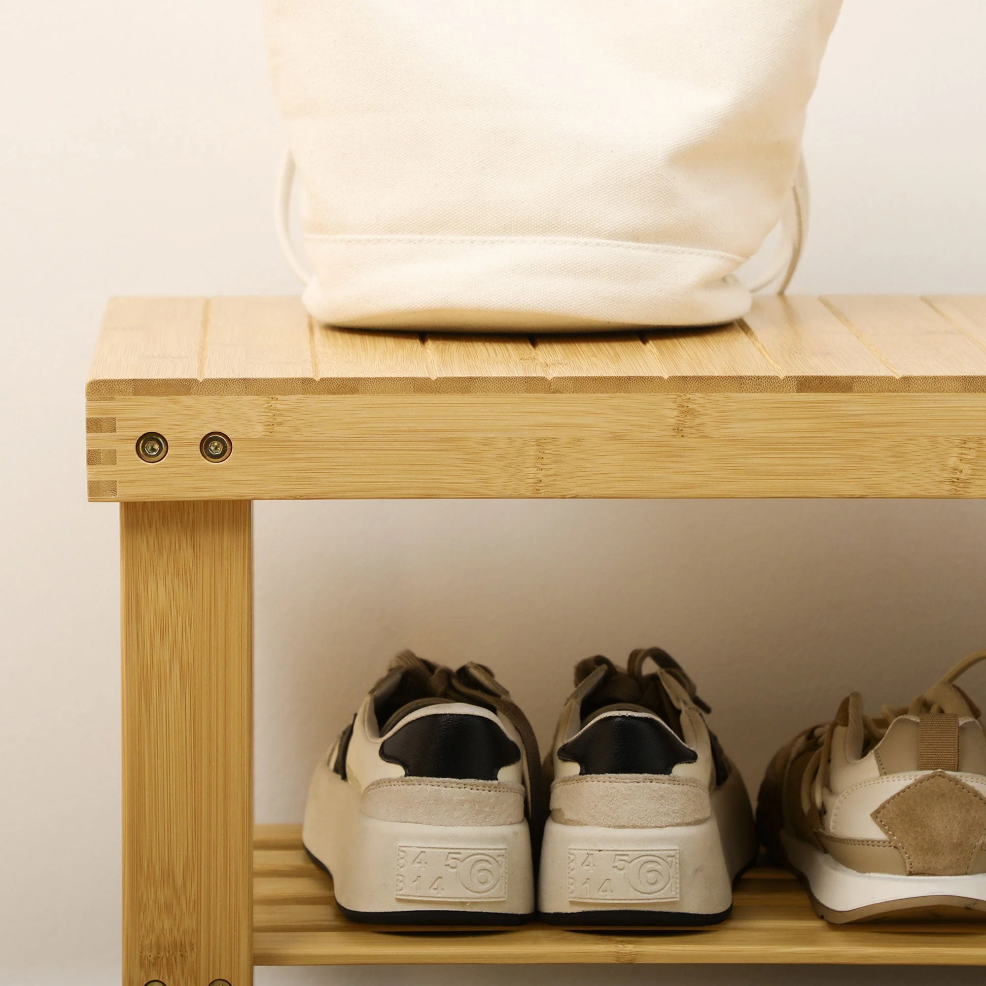 Bamboo Shoe Bench, 3-Tier 6 Pairs 70x28x45cm, Natural - Image 7