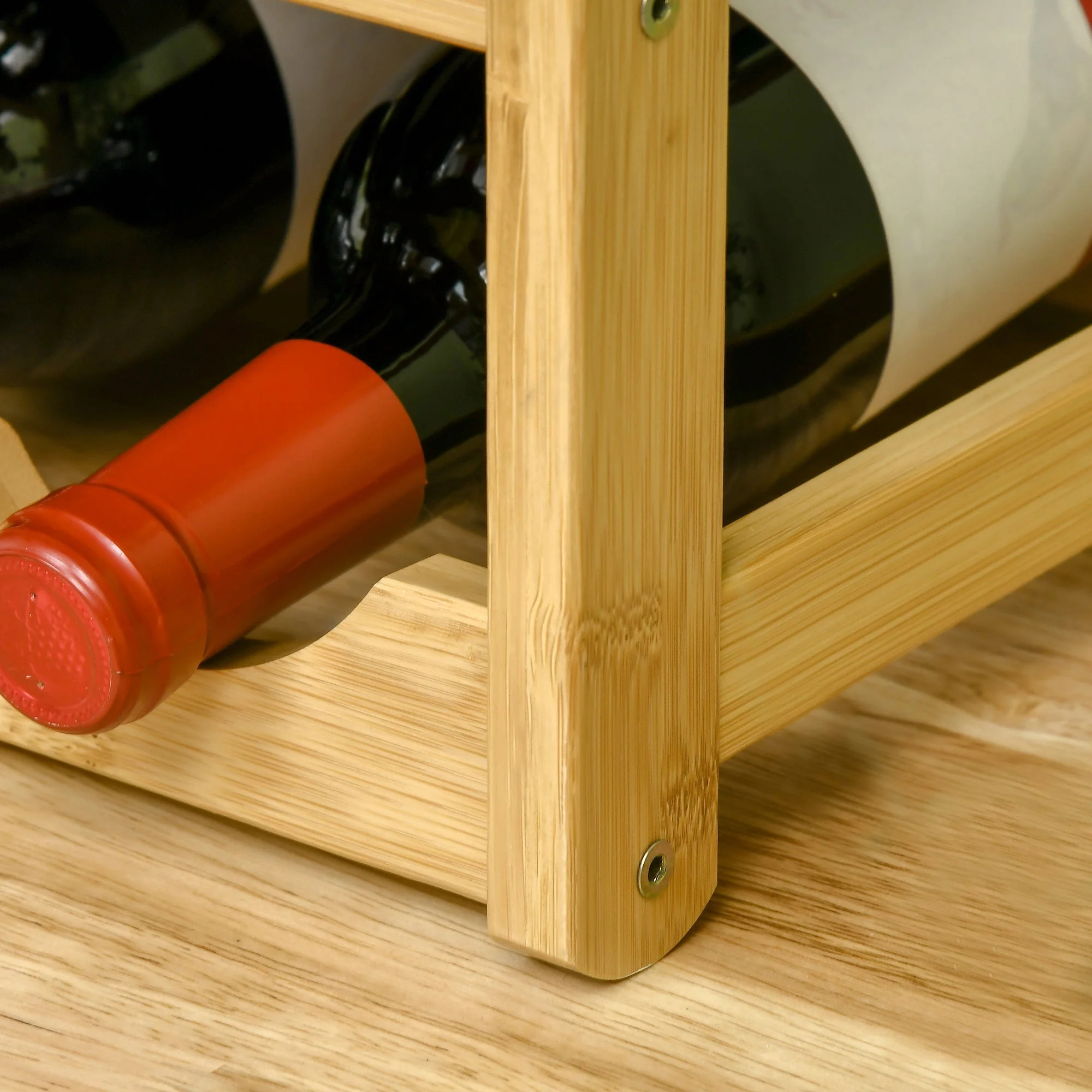 Bamboo Wine Rack, 16 Bottles, Natural Wood - Image 8