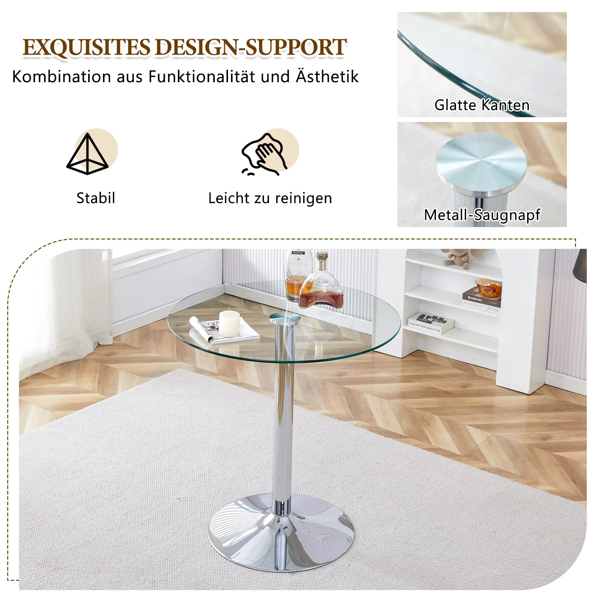Bar Set Glass Table & 2 Stools Adjustable Swivel - Gold Legs - Image 9