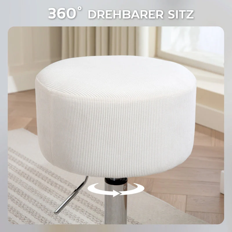 Bar Stool, Adjustable Swivel Counter Chair, White - Image 5