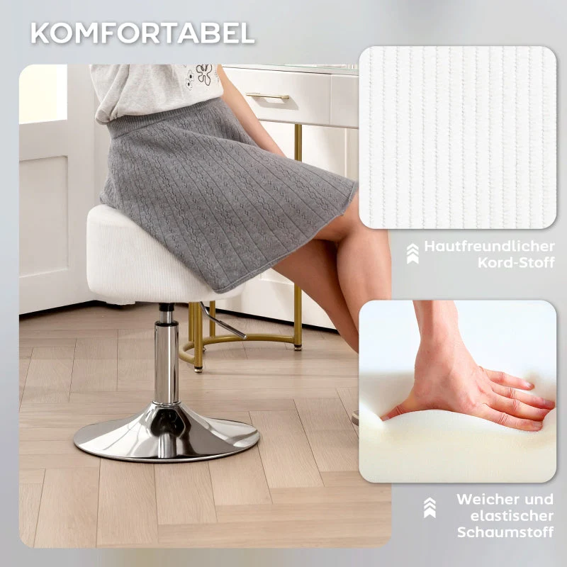 Bar Stool, Adjustable Swivel Counter Chair, White - Image 6