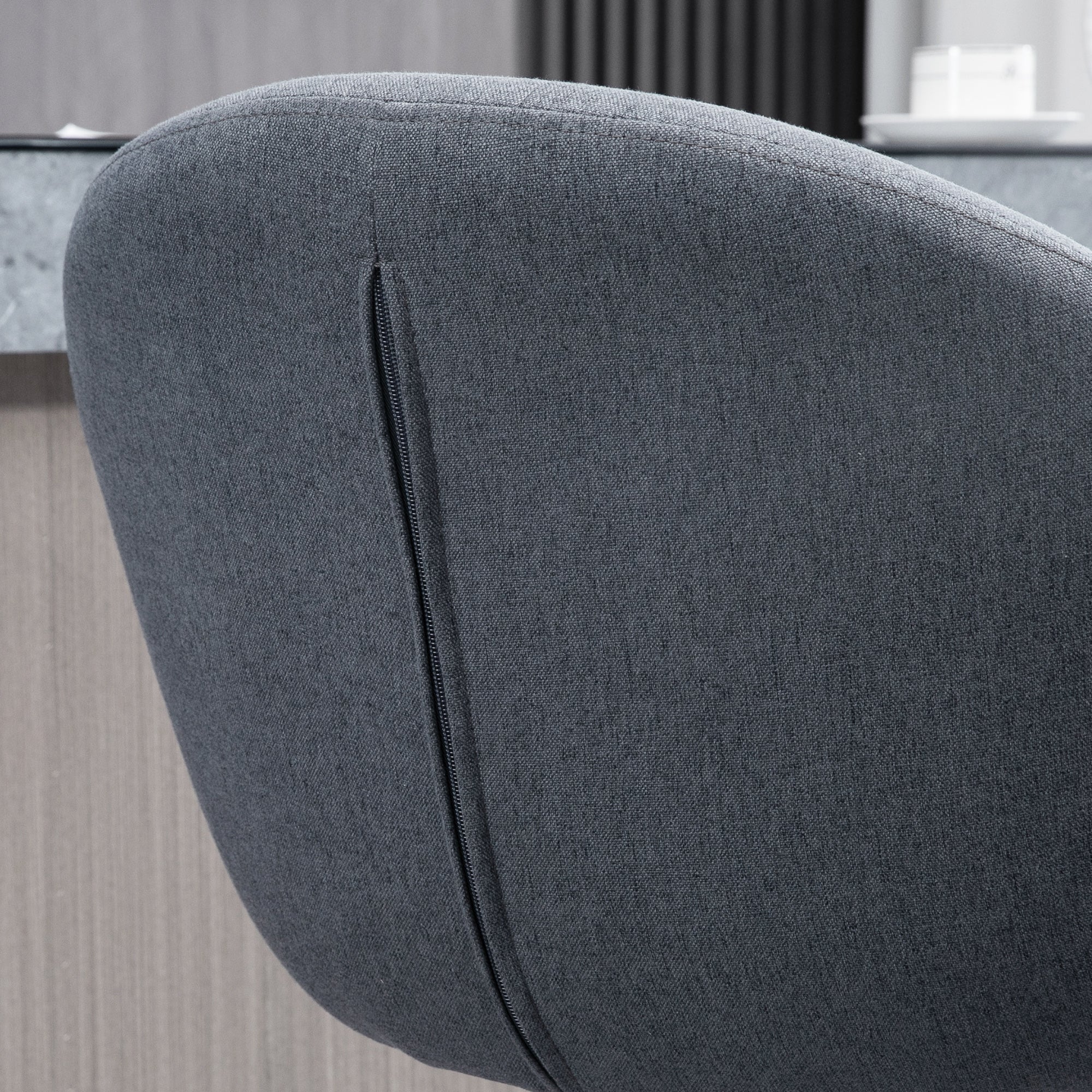 Bar Stool, Height-Adjustable with Backrest and Footrest, Grey Linen Look - Image 7