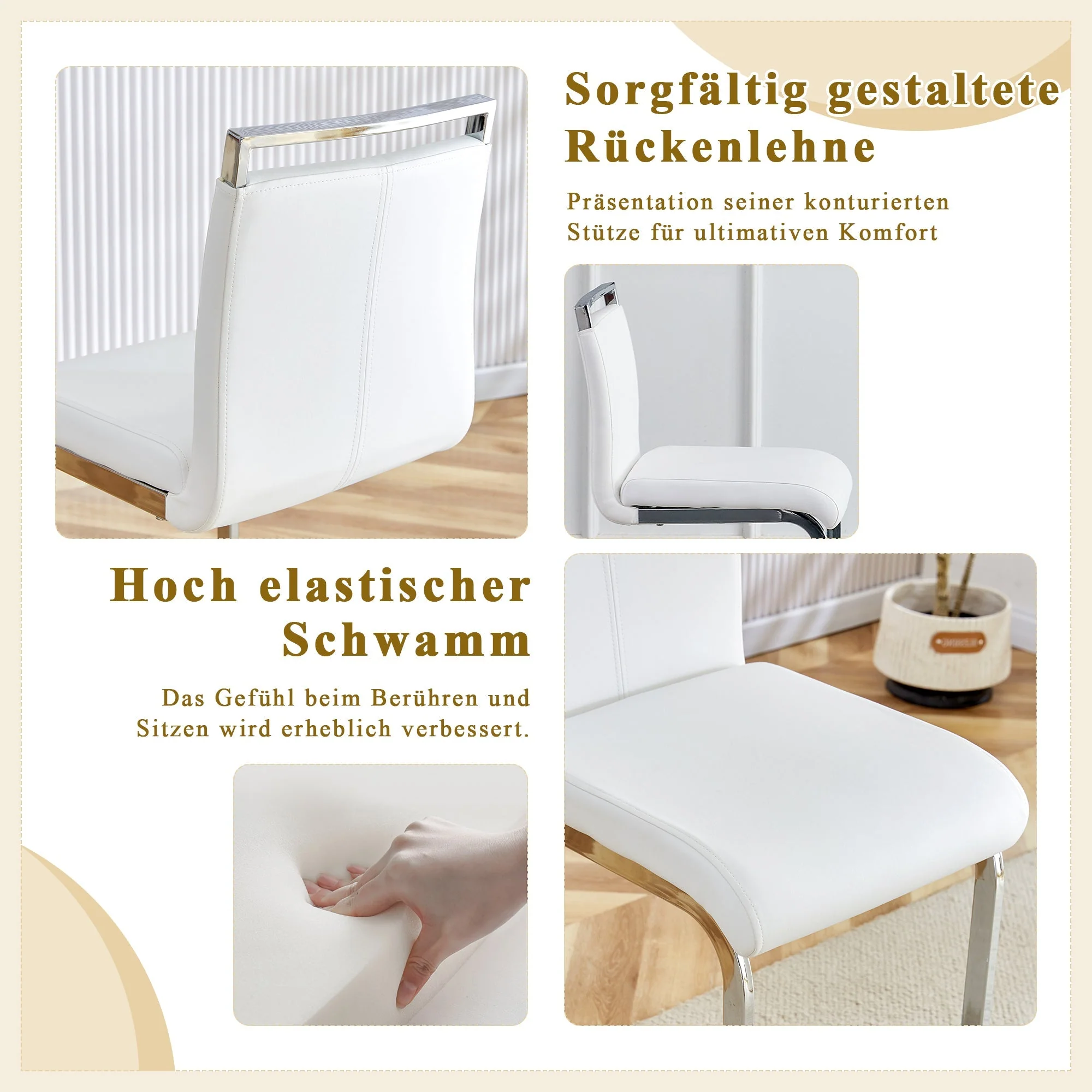 Bar Stools Set of 2 Nordic Style Faux Leather 96.5cm - White - Image 7