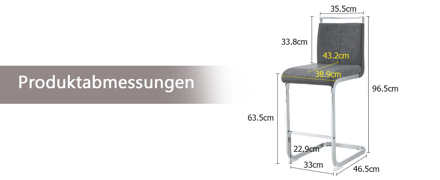Bar Stools (Set of 2) Nordic Style High-Quality - Grey PU - Image 10